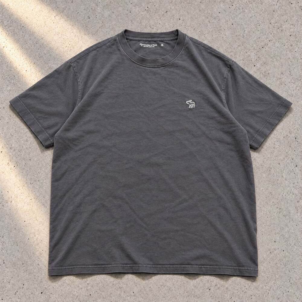 Abercrombie & Fitch Soft A&F Polished Tee Charcoal Gray Embroidered Logo Size XL